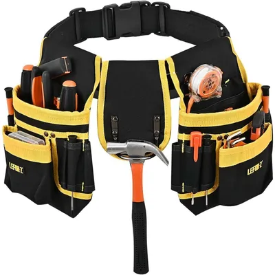 Produktbild von Werkzeuggürtel Herren mit 26 Taschen, robust, verstellbar und abnehmbar