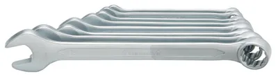 Produktbild von FORMAT Ringmaulschlüssel-Satz DIN3113-A 8-19 mm 8-teilig in Karton, Länge:nv, Ausführung:8-teilig, Satzinhalt:8/ 9/ 10/ 11/ 13/ 14/ 17/ 19 mm, Maulstärke:nv, Schlüsselweite:nv