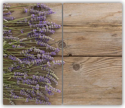 Produktbild von Tulup Glas-Herdabdeckplatte - 2x30x52cm - Glaskeramikkochfeld-Abdeckung Spritzschutz Zweiteilig Lavendel Holz
