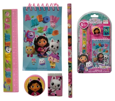 Image de Coffret de papeterie Disney Marvel, 5 pièces, comprenant un bloc-notes, des crayons, des accessoires, idéal pour un cadeau (Gabby's Dollhouse)