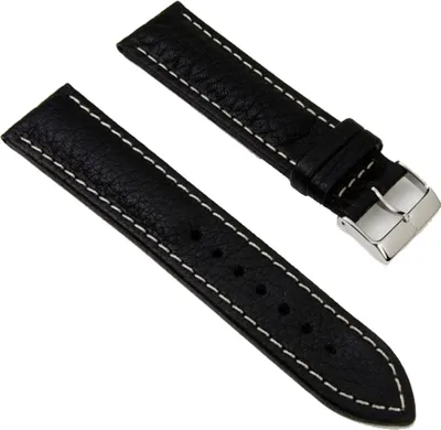 Produktbild von Ersatzband Uhrenarmband Leder Wasserbüffel schwarz 22mm
