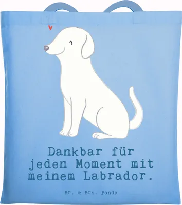 Produktbild von Mr. & Mrs. Panda Tote Bag Labrador Moment - Sky Blue - Geschenk, Jutebeutel, Laptoptasche, Stoffbeutel, Tasche, Shopping