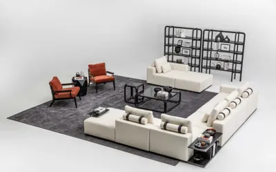 Obrázok produktu pre Weiße Sofagarnitur Polstermöbel L-Form Sofa Ecksofa Sessel Textil Couch Sofas