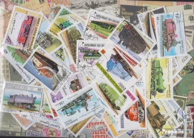 Produktbild von Briefmarken Motive Eisenbahn in kompletten Ausgaben 50 verschiedene Marken