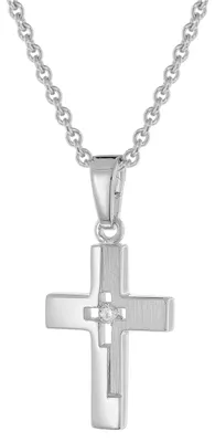 trendor 28402 Kinder-Halskette Mit Kleinem Kreuz 925 Silber Rhodiniert 1