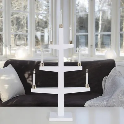 Produktbild von Best Season LED-Fensterleuchter "Halla" 7 warmwhite LED Material: Eiche, Farbe: weiss, ca. 90 x 47 cm, 259-88