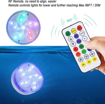 Obrázok produktu pre 4 balenia ponorných LED svetiel Vodotesné LED podvodné svetlo s magnetmi s prísavkou a diaľkovým ovládaním RGB LED svetlá