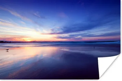 Produktbild von MuchoWow® Poster Sonnenuntergang mit ruhigen Farben am Strand 180x120 cm - Fotoplakat