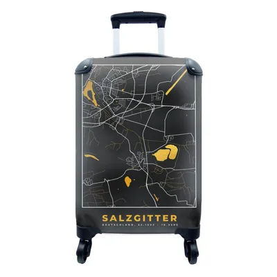 Produktbild von MuchoWow® Koffer Handgepäck Trolley Rollkoffer Kleine Reisekoffer mit 4 Rollen - Salzgitter - Gold - Stadtplan - Karte - Deutschland - Cabin Size < 55x40x23 cm & 55x40x20 cm - Fotokoffer - Kabinenkoffer - Boardgepäck - Reise-Box - Reisekoffer - Reisegepäck - Koffer mit Bild - Trolley für Kinder