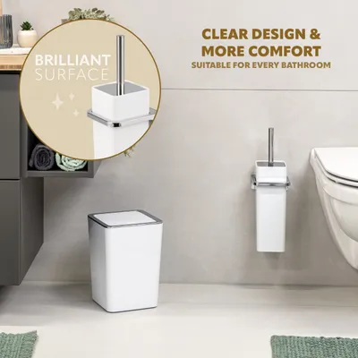Obrázek produktu pro bremermann WC set SAVONA včetně nástěnného držáku, držák WC štětky, hranatý - bílý