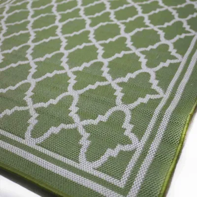 Produktbild von Teppich In- und Outdoor Flachgewebe Terrasse Balkon Wetterfest Wintergarten Robust Marokkanisch geprägtes Design, Farbe:Gruen, Maße:120x160 cm