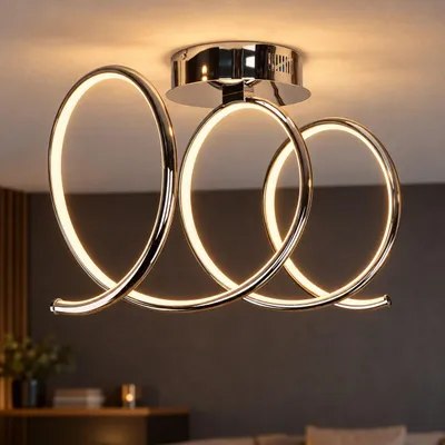 Produktbild von LED Deckenleuchte Chrom 2300 lm 3000 K hell Wohnzimmer Esszimmer Deckenlampe