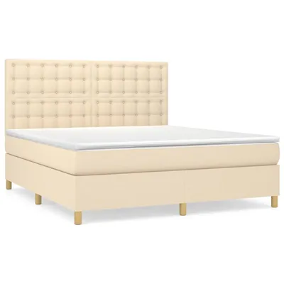 Produktbild von vidaXL Boxspringbett mit Matratze Creme 160x200 cm Stoff
