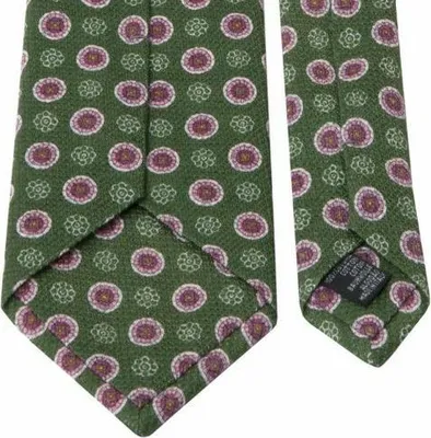 Produktbild von Grüne Herren Krawatte mit Blütenmuster, Giro Inglese Webart, Formeller Stil