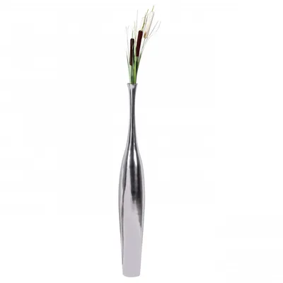 Produktbild von Deko Vase groß BOTTLE L Aluminium modern mit 1 Öffnung in Silber | Hohe Alu Blumenvase handgefertigt | Große Dekovase für Blumen