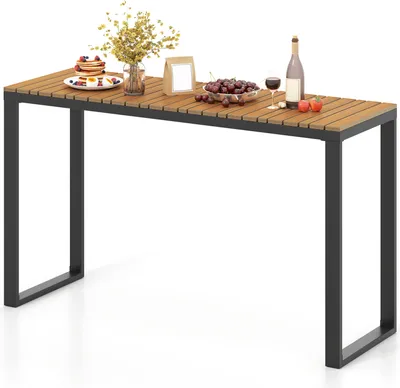 Produktbild von Zahradní stůl COSTWAY 29x42cm odolný proti povětrnostním vlivům, stůl na terasu s WPC deskou a kovovým rámem, obdélníkový balkonový stůl, venkovní jídelní stůl