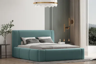 Produktbild von Polsterbett OLAF -OM 160 x 200 mit Bettkasten. Farbe: Grün