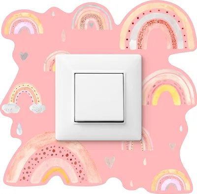 Produktbild von Muralo LICHTSCHALTER-STICKER Regenbögen Wolken Herzen Boho 20x20cm Aufkleber für Kinderzimmer