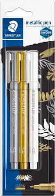 Produktbild von STAEDTLER 8323 Metallic-Marker, Stifte – Gold, Silber & Weiß – 2 mm
