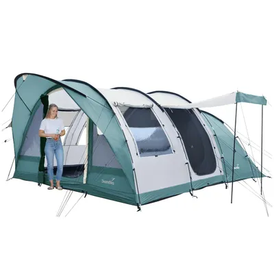 Produktbild von Skandika Tunnelzelt Egersund 5 XL Sleeper Protect | Camping Zelt für 5 Personen, eingenähter Zeltboden, dunkle Schlafkabine, 2 m Stehhöhe, wasserdicht
