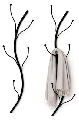 Produktbild von Wandgarderobe Schwarz Metall 2er Set Flora Garderobe Wand Garderobenhaken Flurgarderobe Kleiderhaken Hakenleiste