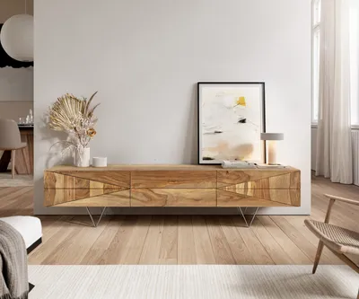 Produktbild von DELIFE Designer-Lowboard Wyatt 175 cm Sheesham Natur 2 Türen 1 Klappe