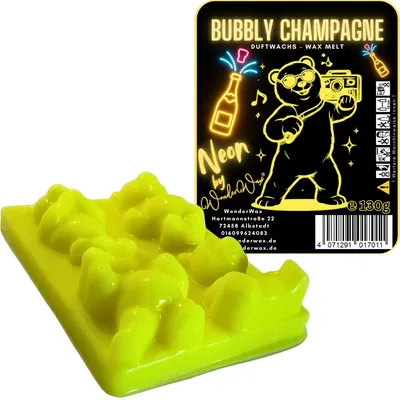 Produktbild von WonderWax Neon Duftriegel 6 x Duftwachs Bären Wachsmelt Duftwachs Raumduft für Duftlampen Soja Wachs Melts Duftmelt Aroma Wellnes Kerzen Wärmer Wax Tarts Bubbly Champagne