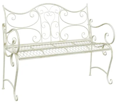 Immagine prodotto di Panchina da giardino vidaXL a 2 posti, 114 x 56,5 x 90 cm, in acciaio bianco anticato