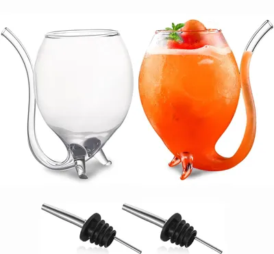 Productafbeelding van Solidchoice - Set van 2 Creatieve Cocktailglazen met Rietje 360ml