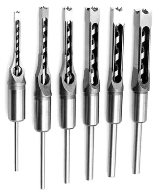 Immagine prodotto di Set di 6 pezzi con punte per fori quadrati, sega per legno, scalpello, punte in acciaio, set da 1/4", 5/16", 3/8", 1/2", 9/16" e 5/8" per legno