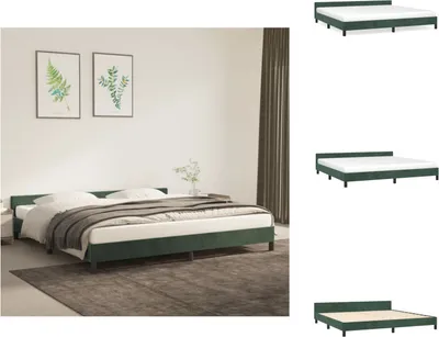 Obrázek produktu pro vidaXL Postel s čelem tmavě zelená 200x200 cm samet - Postele a válendy