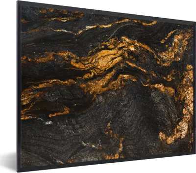 Produktbild von MuchoWow® Gerahmtes Poster Marmor - Limette - Schwarz - Gold - Marmoroptik - Luxus 40x30 cm - Poster mit Schwarzem Bilderrahmen Wandposter Rahmen Foto Bilder - Kunstposter - Wanddekorationen