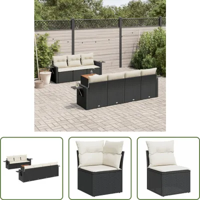 Produktbild von The Living Store 8-tlg. Garten-Sofagarnitur mit Kissen Schwarz Poly Rattan