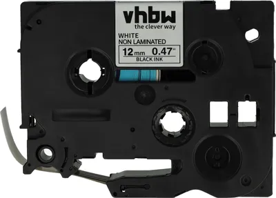 Produktbild von vhbw Schriftband-Kassette kompatibel mit Brother GL-H105, GL-H100, GL-200, GL-100, ST-1150 Etiketten-Drucker 8m x 12mm Schwarz auf Weiß, Kunststoff