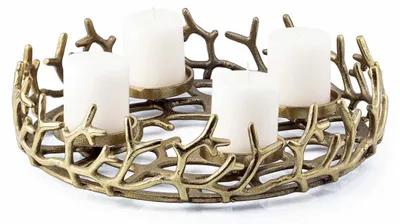 Productafbeelding van Gouden Adventskrans Kandelaar voor Stompkaarsen