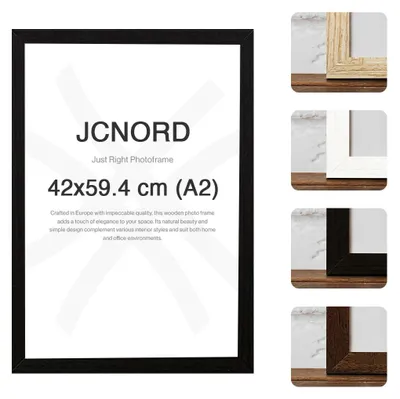 Obrázek produktu pro Rám na obrázek z MDF, rozměry 42x59,4 cm, černý, formát A2, s akrylátovým sklem, určený k zavěšení na zeď