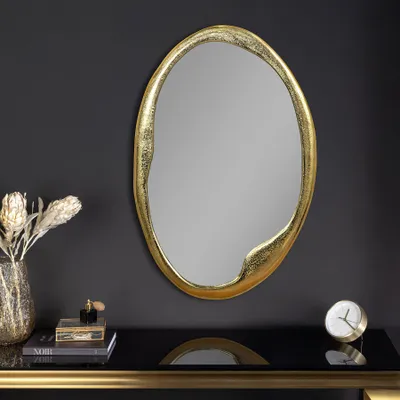 Produktbild von riess-ambiente Wandspiegel ABSTRACT 70cm oval gold – handmade, Metallrahmen, modern