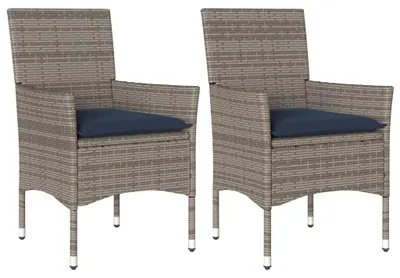 Produktbild von vidaXL Gartenstühle mit Kissen 2 Stk. Grau Poly Rattan