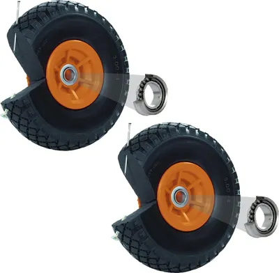 Produktbild von 2x Sackkarrenrad PolyurethanRad 260x85 mm 3.00-4 60 mm versetze Nabe Ø 20 mm orange Vollgummi Bollerwagen