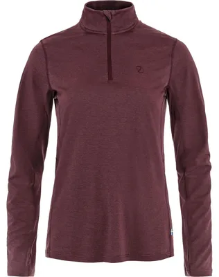 Productafbeelding van Fjällräven dames sweatshirt, model Abisko Day Hike, met halve rits, kleur: Port, maat: XXS
