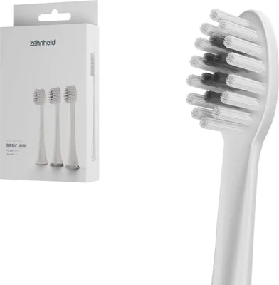 Produktbild von Zahnheld Bürstenkopf Ersatzbürsten Basic Mini - ideal für Gero Schallzahnbürste, 3 Stück, Weiß, kleine Wechselköpfe, für Kinder geeignet