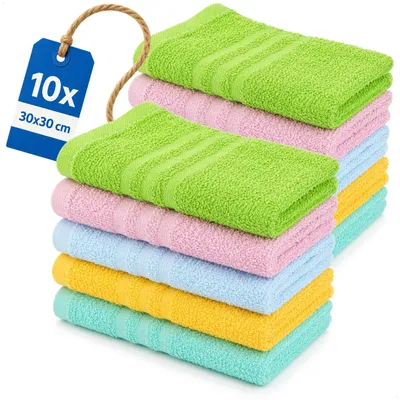 Produktbild von com-four® 10x Waschlappen Set 30x30cm – Waschtücher Baumwolle [Auswahl variiert]