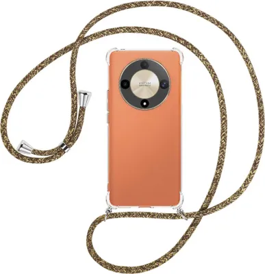 Produktbild von Handykette Backcover-Schutzhülle mit Band (Metall silberfarben) für Honor X9b (6.78'') - braun+beige