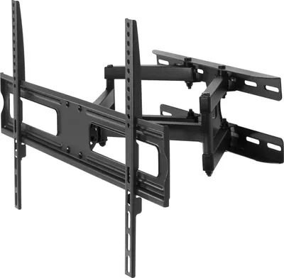 A black metal TV wall mount is shown against a white background.