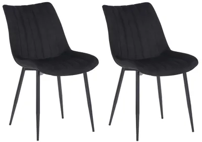 Image de lot de 2 chaises Rahden velours noir