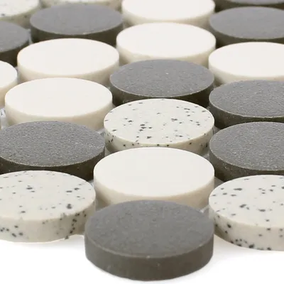 Produktbild von Keramik Mosaikfliesen Monforte Schwarz Grau Knopf
