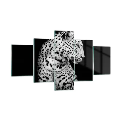 Produktbild von Bilder auf glas - 5 Teile - Leopard Panther Katze - 125x70cm - Glasbilder - Wandbilder - Bilder - zum Aufhängen bereit - Wanddekoration aus Glas - Glas Bilder - Wandbild auf Glas - GEA125x70-4919
