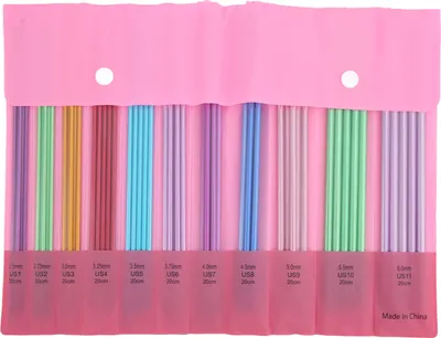 Obrázek produktu pro Sada pletacích jehlic, 55 kusů, hliník, 2,5–6 mm | 20 cm, ergonomické pletací jehlice na ponožky a čepice