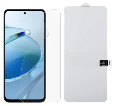 A smartphone screen protector is shown next to a smartphone.
