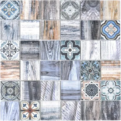 Produktbild von Quadrat Crystal mix blau Mosaikfliese Wand Fliesenspiegel Küche Dusche Bad